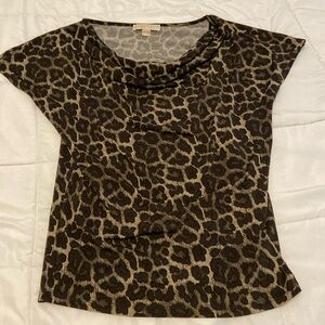 Michael Michael Kors leopard print draped neck top-small
